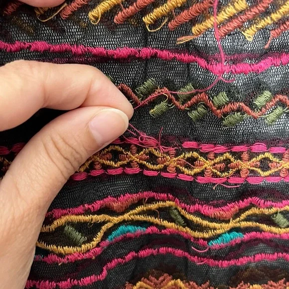 ANTHROPOLOGIE MAEVE Naples Embroidered Mesh Multicolored Cap Sleeve Top | XS - Picture 7 of 12